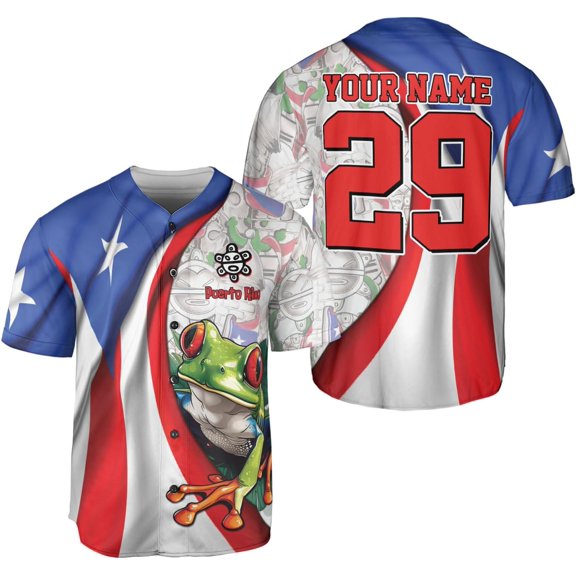 Personalized Puerto Rico Baseball Shirt,Customized Team Name Puerto Rican Baseball Jersey for Men,Women S-5XL (S)