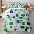 thumbnail image 2 of Castle Fairy Mid Century Layered Square Bed Spread Queen 3pcs,Abstract Hollow Border Queen Coverlet Set,Emerald Yellow Navy,1 Quilt and 2 Pillowcases, 2 of 7