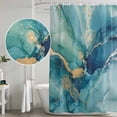 thumbnail image 5 of Turquoise Marble Shower Curtain, Waterproof Shower Curtains for Bathroom, Modern Abstract Art Ombre Blue Washable Fabric Bathtub Curtain Set Bath Decor with 12 Hooks Long 72"x84", 5 of 8