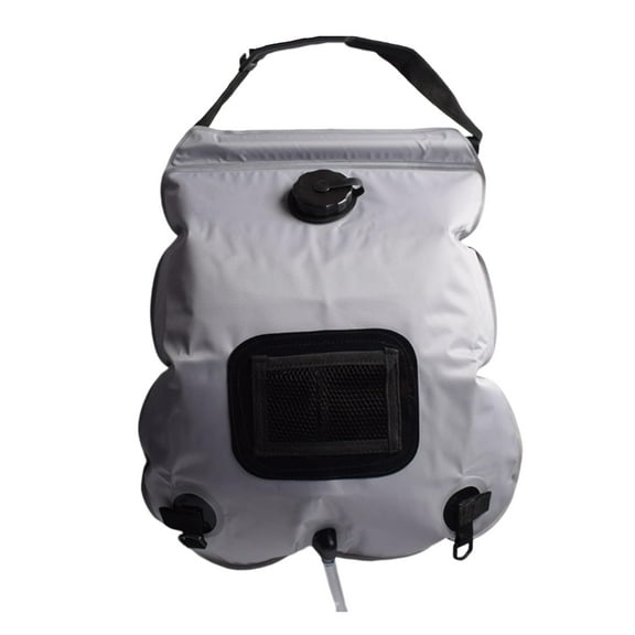 Solar Portable Shower Bag, 5 Gal/20L Solar Heating Outdoor Camping Shower Bag with Shower Heaand Removable Hose,Traveling Shower for Camping, Hiking, Travel, Beach Swimming Silver