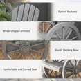 thumbnail image 2 of Interesting Rocking Chair with Wheel-shaped Armrest and Slatted Backrest, Wood Glider Chair with Sturdy Rocking Base, Garden Lounge Chair for Indoor Outdoor, Gray, 2 of 6