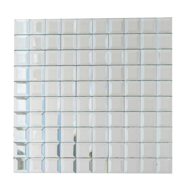 BalsaCircle 12x12Inch wide Silver Mirror Mosaic Tiles Wall Panels