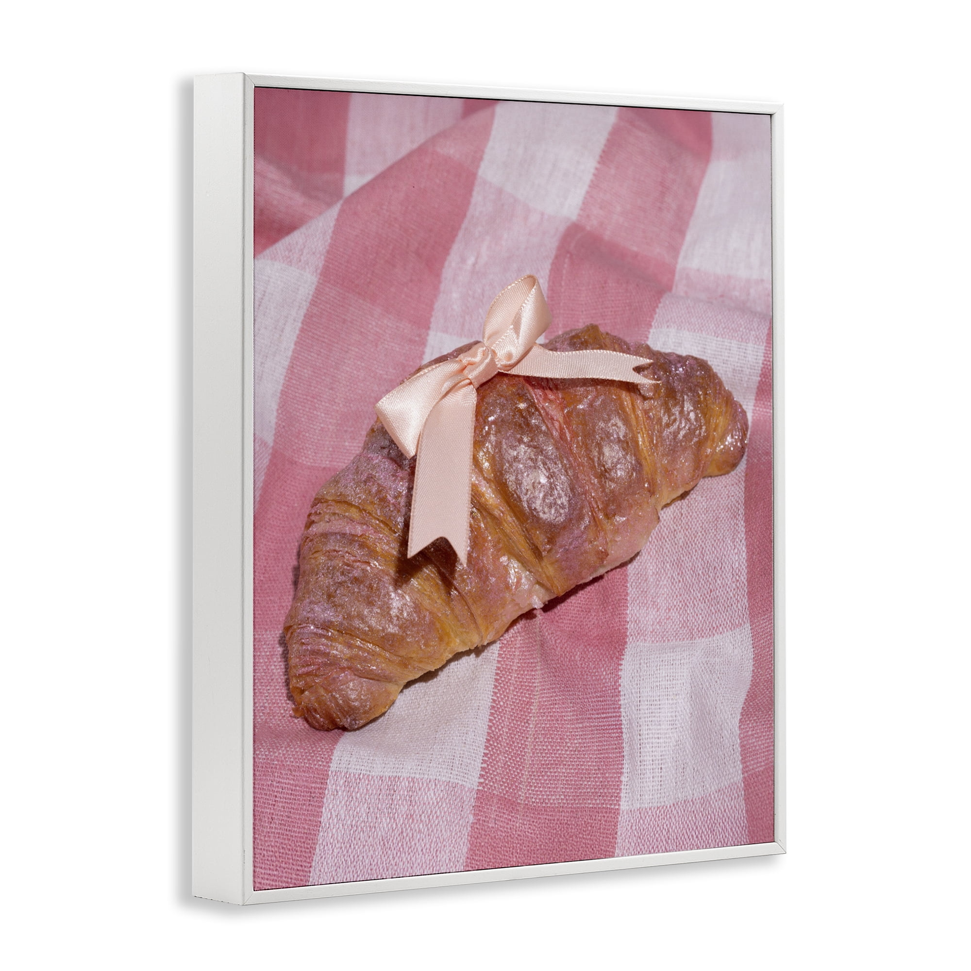 Stupell Industries Glam Ribbon Croissant White Framed Giclee Art, design by LISH Creative