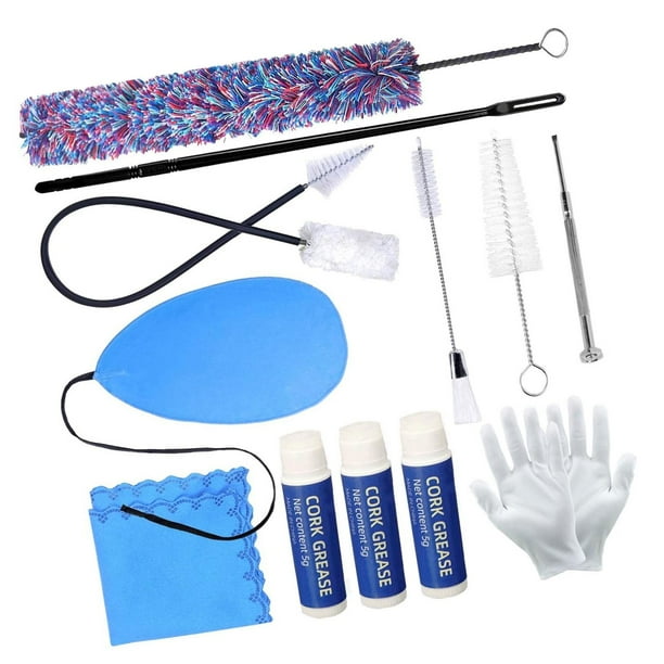 Kit de limpieza de clarinete Mantenimiento de mantenimiento de pasta de corcho, guantes, boquilla cepillos kit de cuidado de cuidado de saxo para