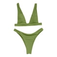 thumbnail image 1 of Aayomet Ensembles de Bikini Taille Haute pour Femmes Bikini Multicolore Uni (H, S), 1 of 4