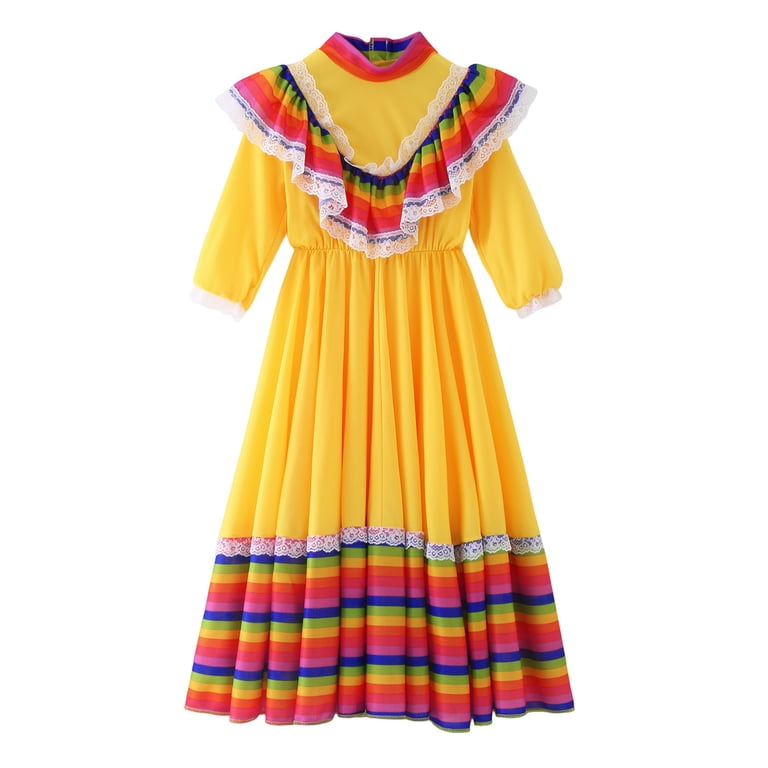 open lace back dress Fiesta Printed Blue Dress – Cielito Lindo main image 1