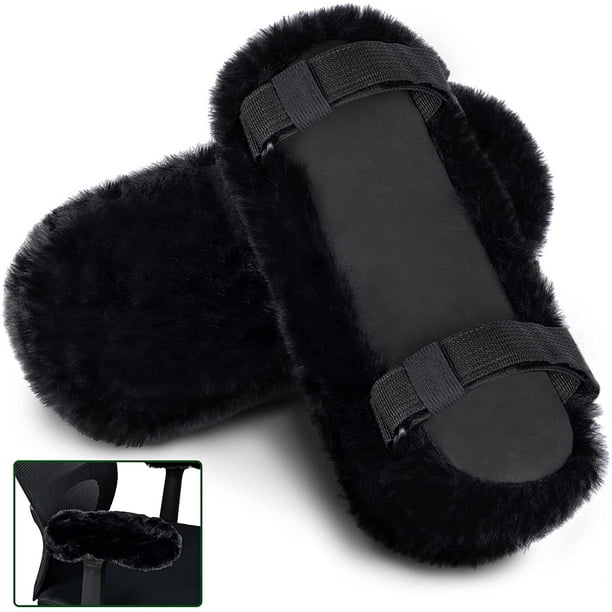 2 Pieces Faux Sheepskin Armrest Covers Office Chair Armrest Pads Soft