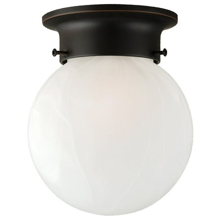 Hunter Oil Rubbed Lighting - Design House 514521 Millbridge 1-Light Flush Mount Round Ceiling Light, Alabaster Glass, Oil Rubbed Bronze