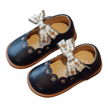 

Baby Girls Shoes Bowknot Printed Low Heels Close Toe Fashion Summer Sandals Casual Round Low Hook Loop Rhinestone Dress Dance Holiday Weekends School Footwear For Child