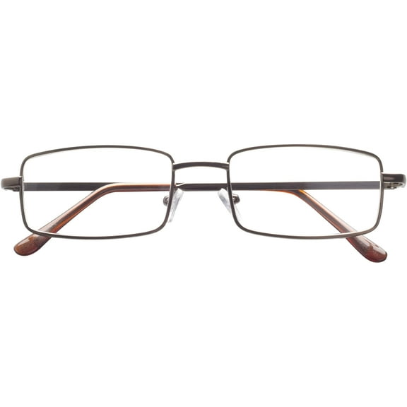 Dr. Dean Edell Basic Metal 3/4 Bronze Eye Rectangle with Brown Plastic Temple Tips and Case,  1.50