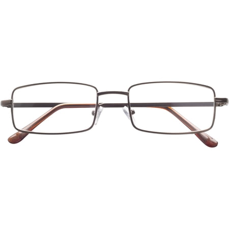 Dr. Dean Edell Basic Metal 3/4 Bronze Eye Rectangle with Brown Plastic Temple Tips and Case, +1.50