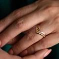 thumbnail image 2 of 10k Rose Gold Diamond Cut Striped Chevron Ring (Size 10.25), 2 of 3