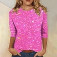 thumbnail image 3 of Womens Tops Short Sleeve Three Quarter Sleeve Sequin Print Fashionable Casual T Shirt Fashion Clothes Blouses Dressy Casual Women, 3 of 5
