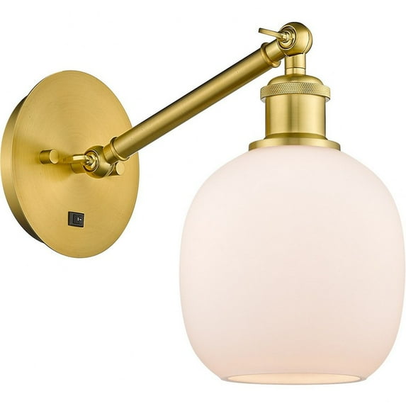 317-1W-SG-G101-LED-Innovations Lighting-Belfast - 1 Light Wall Sconce In Industrial Style-11.38 Inches Tall and 6 Inches Wide Satin Gold Matte White