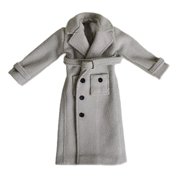 Fiocias 1/12 Scale Figure Windbreak Coat 1/12 Scale Clothes Cute Decor Fashion Gift Toy Cosplay Party Miniature Accessories Gray White