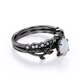 thumbnail image 4 of JeenMata Anillo de Novia con Diseño de Hojas Filigrana Art Déco Milgrain, Ópalo Welo de Corte Ovalado de 1,5 Quilates y Moissanita, Chapado en Oro Negro de 18 K sobre Plata, 4 of 6