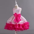 thumbnail image 3 of Girl Ruffle Tiered Tutu Gown Flower Girl‘s Sleeveless Lace Princess Dresses with Big Bowknot Party Ball Tulle Pageant Gowns for Wedding, Birthday, Christmas - 3-10T, 3 of 10