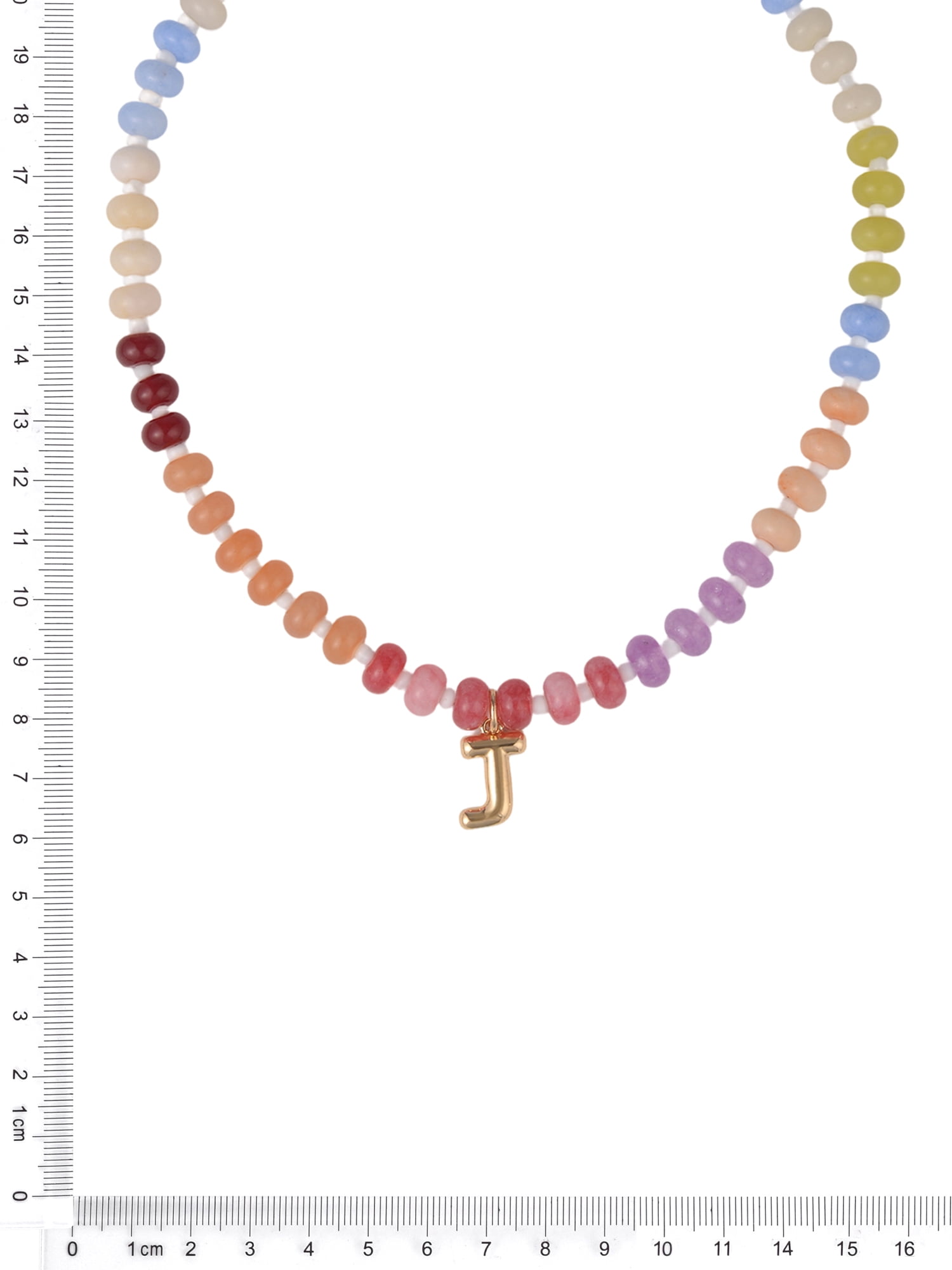 Time and Tru Goldtone Multicolored Bead Initial "J" Necklace