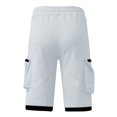 thumbnail image 2 of Aayomet Shorts Men Mid Waist Cargo Pant Solid Splice Pocket Drawstring Shorts (White, XXXL), 2 of 5