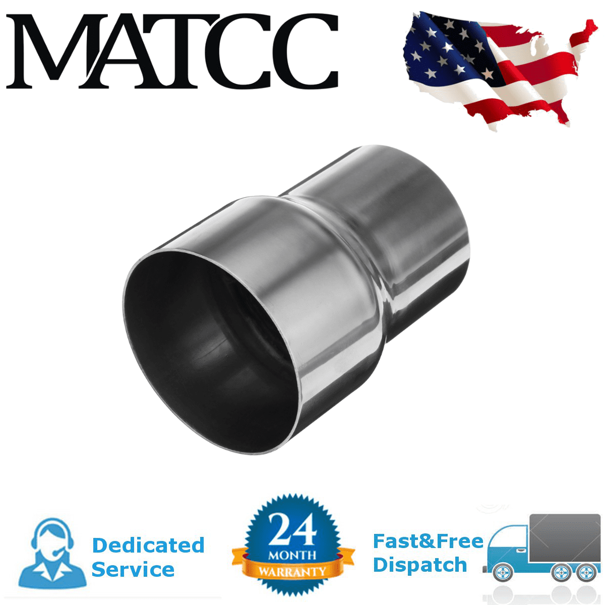 57mm to 48mm Mild Steel Standard Exhaust Reducer Connector Pipe Tube