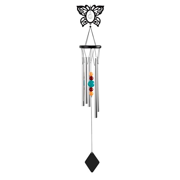 FC Design 34" Long Metal Black Butterfly Chime Statue Sculpture Ornament Decoration Home/Room/Garden Decor and Unique Gift Ideas for Housewarming, Holidays and Birthdays