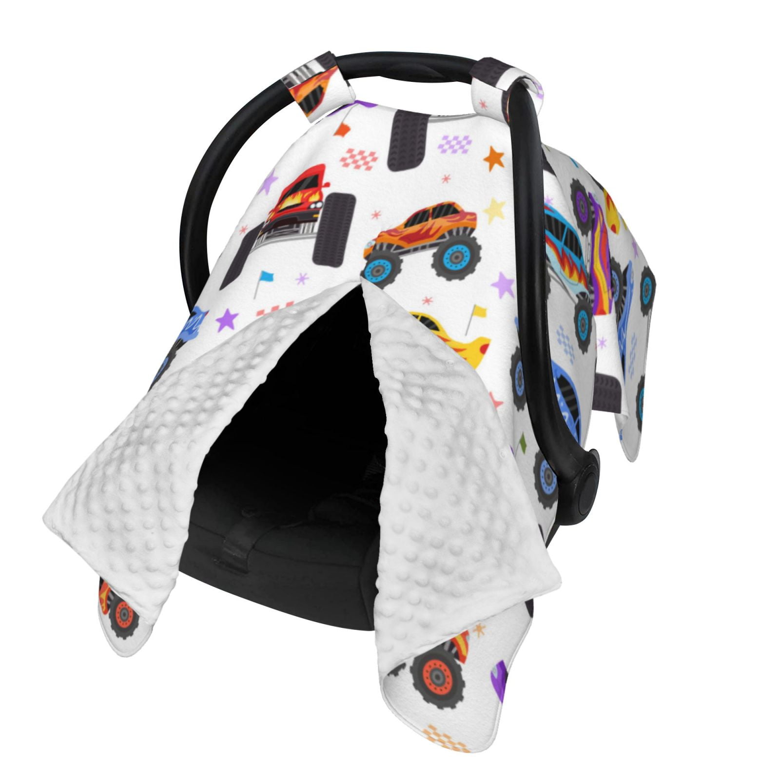 Naloa Cartoon Monster Trucks1 Baby Car Seat Cover, Breathable Baby Carrier Cover, Multiuse Baby Carrier Cover & Nursing Breastfeeding Cover