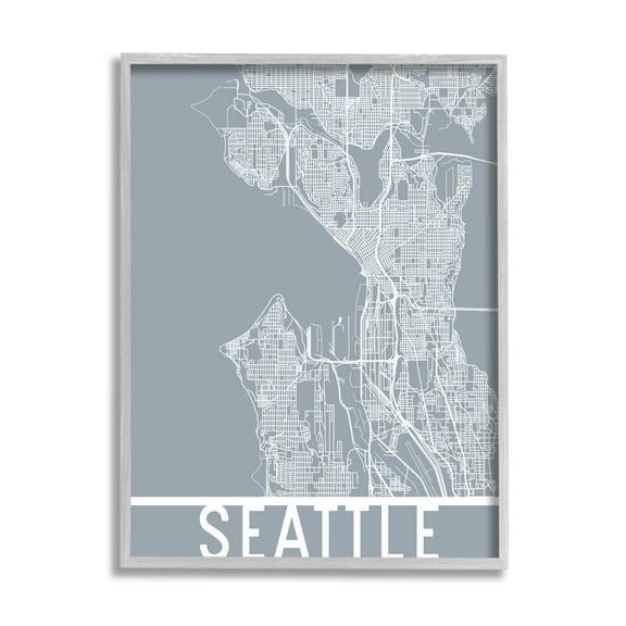 Stupell Industries Seattle City Street Map Geometric Transportation Grid Washington, 16 x 20, Design by Daphne Polselli