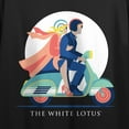 thumbnail image 2 of White Lotus Couple Scooter Ride Vector Art Crew Neck Short Sleeve Women's Black Crop Top-XS, 2 of 3