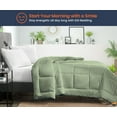 thumbnail image 2 of Queen Comforter Solid Moss 300 GSM Plush Siliconized Microfiber Fill Duvet Insert Box Stiched Quilted Fluffy Soft 600 TC Egyptian Cotton Shell with Piping & Pillowcases, 2 of 8