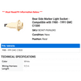 thumbnail image 2 of Rear Side Marker Light Socket - Compatible with 1988 - 1991 GMC C1500 1989 1990, 2 of 2