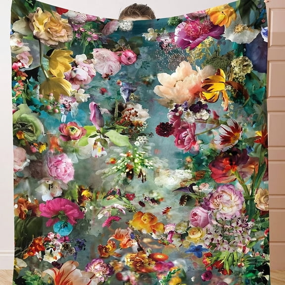 Vibrant Floral Print Throw Blanket 39in x 60in (100cm x 150cm) Machine Washable Anti Tear Seasonal Durable and Versatile Perfect for Any Room