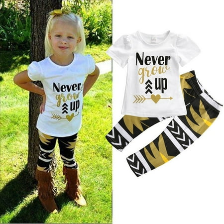 

Toddler Kids Baby Girls Outfit Clothes T-shirt Tops+Long Pants Trousers 2PCS Set