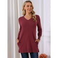 thumbnail image 4 of DARING DIVA V Neck Long Sleeve Chunky Knit Pullover Sweater S Wine Red, 4 of 8