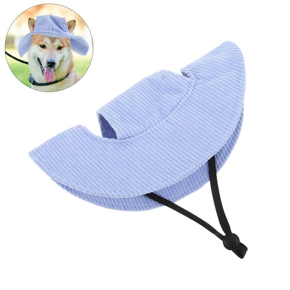 OUNONA Sky Blue Pet Sun Hat with Ear Holes Adjustable Bucket Hat for Small Dogs and Cats