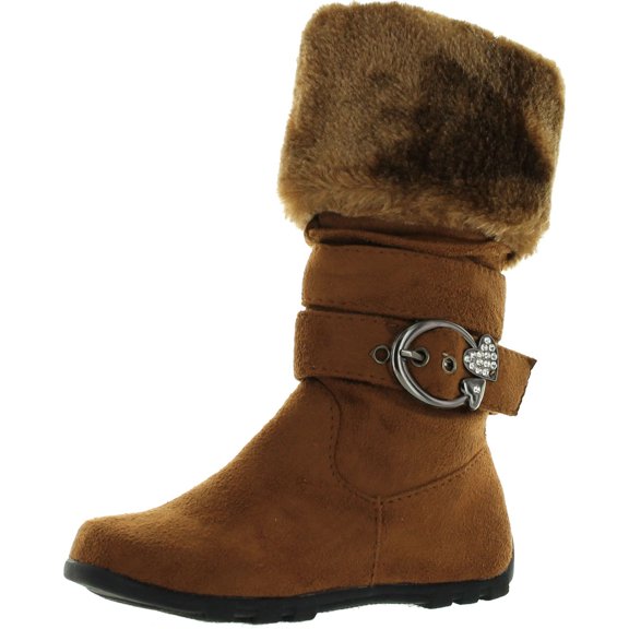 New Girls Slouch Comf Tall Midcalf Suede Winter Boots Shoes