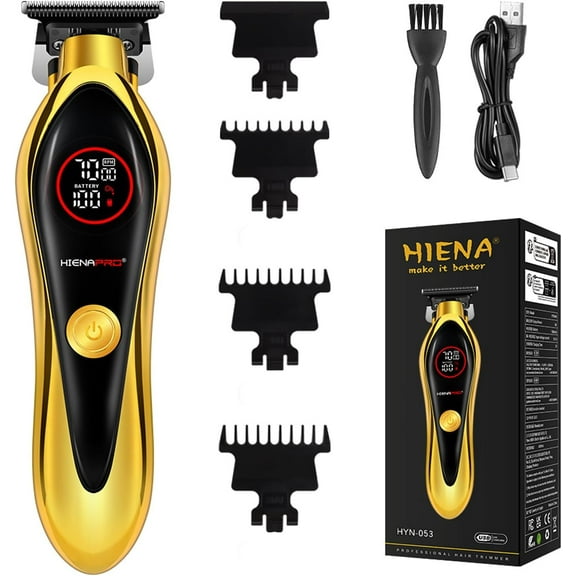 Professional Hair Trimmer for Men,Cordless T-Blade Hair Clipper Barber Trimmer, Zero-Gap Beard Trimmer with LED Display, Rechargeable