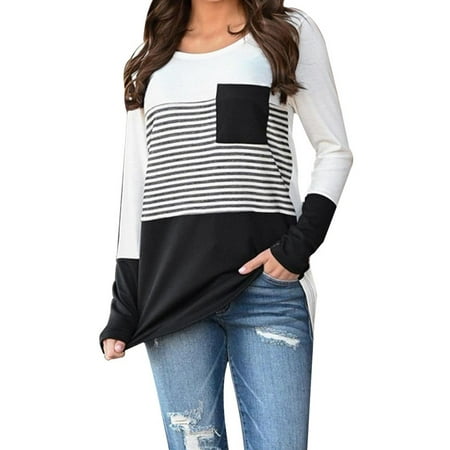 

YAGHYAGH Autumn Womens Long Sleeve Maternity T Shirt Striped Breastfeeding Tee Tops
