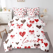 Castle Fairy Love Heart Bedding Comforter Set,Valentine's Day Bow Queen Bedding Sets