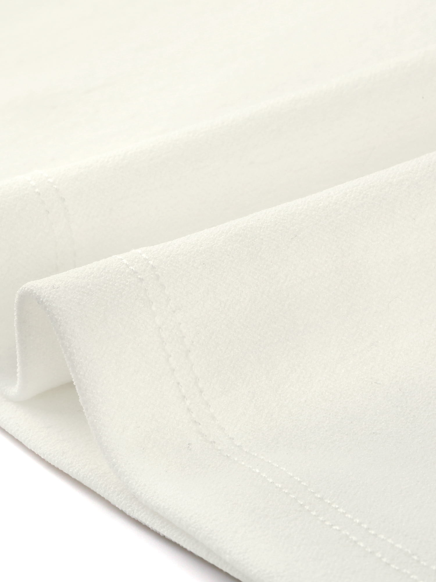 Unique Bargains Women's Flat Collar Short Sleeves Elastic Cuff Bow Decor Blouse White XL