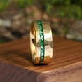 thumbnail image 6 of Hammered Emerald Tungsten Ring Mens Wedding Ring Promise 8mm Ring, 6 of 6
