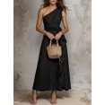thumbnail image 5 of Womens Black One Shoulder Sleeveless Ruffle Long Maxi Dress for Vacation, 5 of 7
