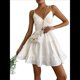 thumbnail image 1 of Vestidos de Verano para Mujer 2025: Minivestido de Encaje Sin Mangas, con Escote en V y Tirantes Finos y Espalda Descubierta Crema S, 1 of 10