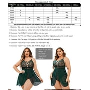 Avidlove Plus Size Lingerie for Womens Lace Mesh Strappy Chemise Nightwear Boudoir Outfits(Dark Green 5XL)