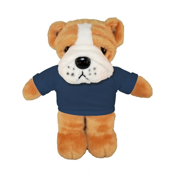 Plushland 8 Inch Floppy Bulldog with Tee Plush Stuffed Animal Personalized Gift - Custom Text on Shirt - Great Present for Mothers Day, Valentine Day, Graduation Day, Birthday