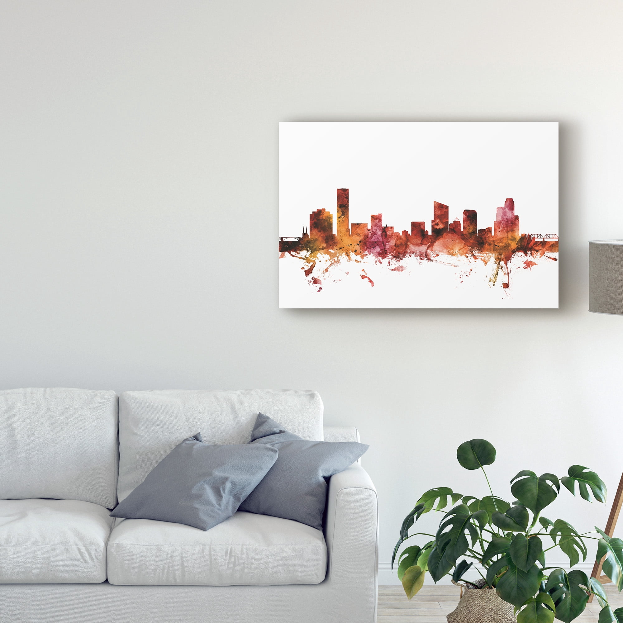 Trademark Fine Art 'Grand Rapids Michigan Skyline Red' Canvas Art by Michael Tompsett