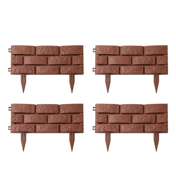 Garden Fence Edging,Garden Fence Border 4Pcs Plastic Edgings Garden Picket Fence - Grass Flowerbeds Plant Borders - Decorative Scenery Road Panels - Weather Proof Plastic Garden Fence