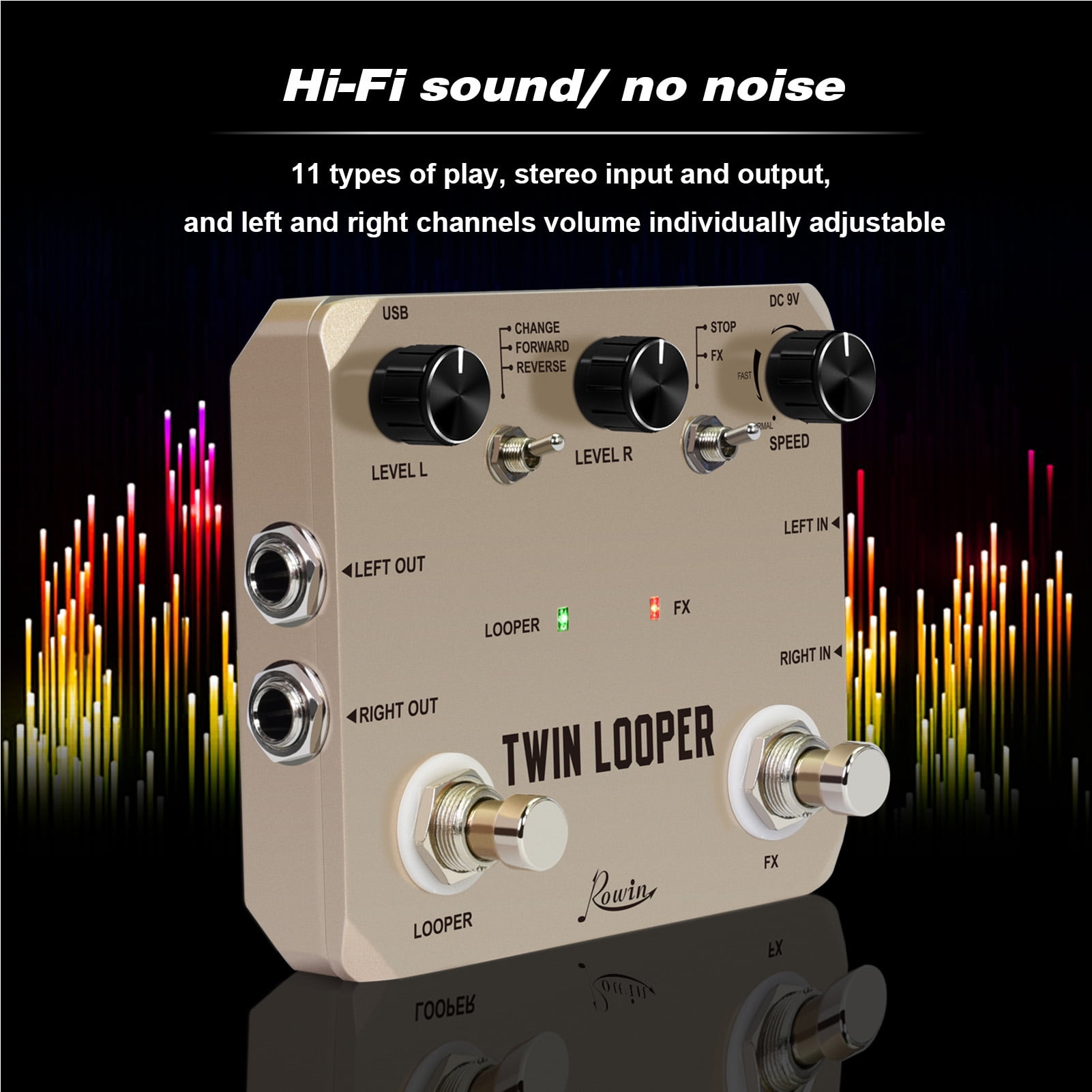 Rowin Guitar Looper Pedal With 2 Footswitch 11 Playback Types 10-Minute Recording 24-Bit Sampling Zinc Alloy Guitar Loop Station Pedal For Electric Guitar Effects