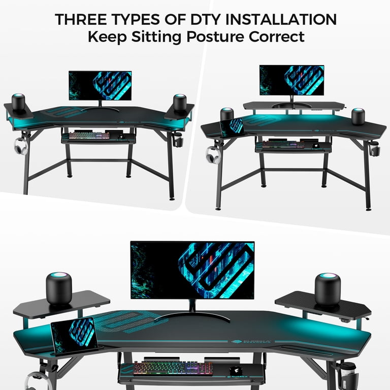 EUREKA ERGONOMIC Carrito De Computadora Con Soporte Para PC, Soporte De Torre Ajustable De 2 Niveles Para Impresora ATX, Carrito De Metal Con Ruedas Para Juegos, Oficina En Casa, Nogal
