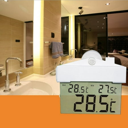 Creative Design LCD Digital Window Suction Cup Thermometer Hydrometer Indoor Outdoor Weather