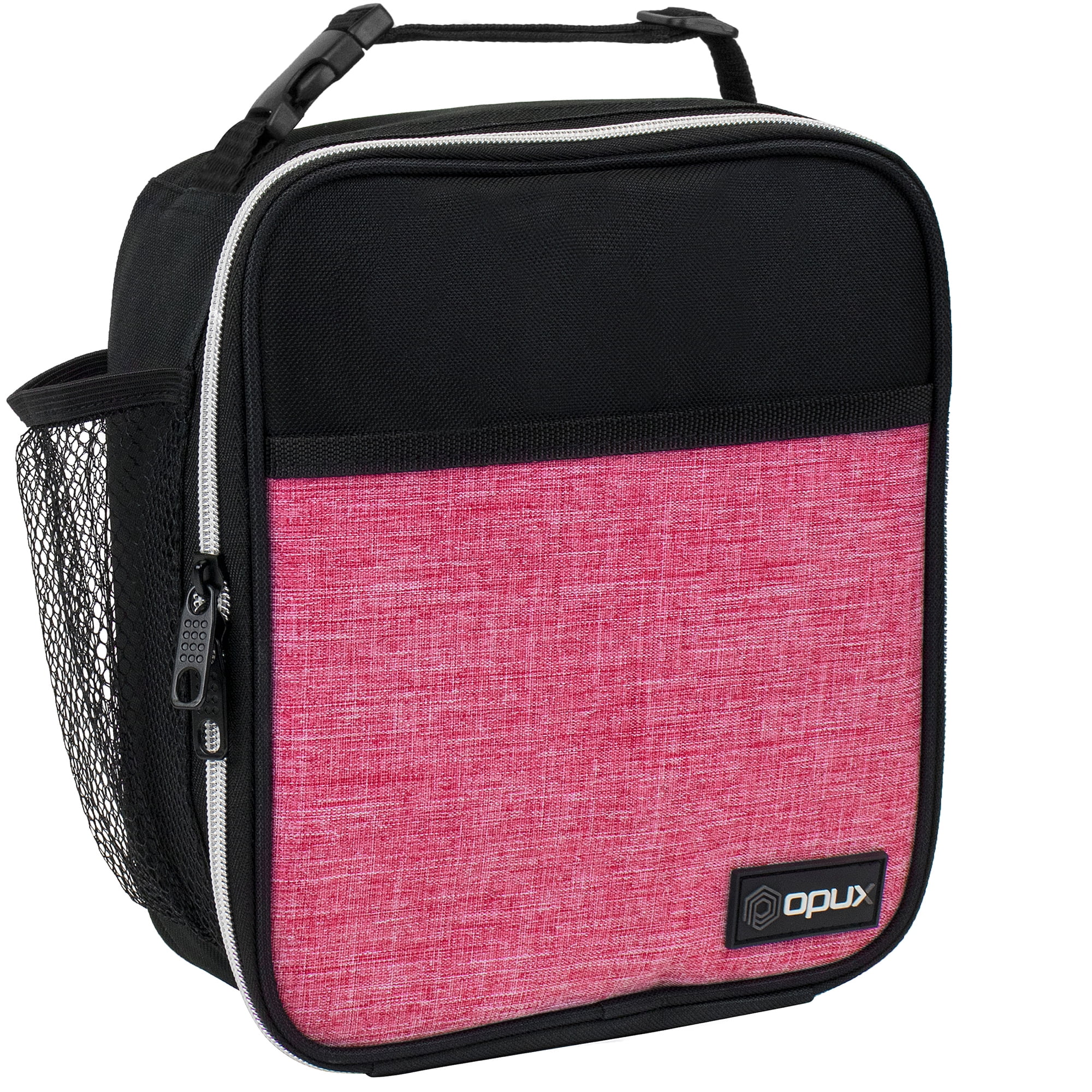 OPUX Premium Insulated Lunch Box, Soft School Lunch Bag for Girls Kids, Leakproof Small Lunch Pail Women Work, Reusable Compact Cooler Tote Lunchbox for Office Adult, Heather Pink